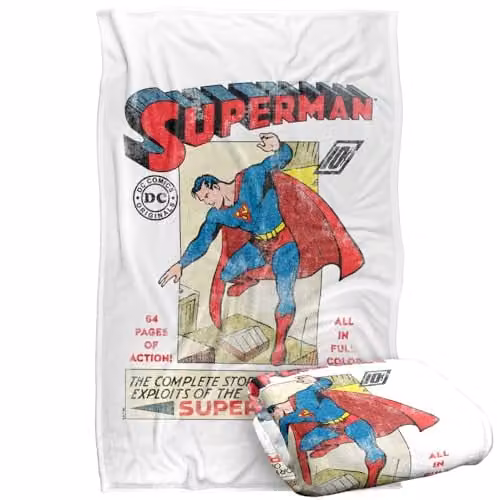 Warner Bros. Superman Old School Flight Super Soft Fleece Throw Blanket, Multicolour – 1