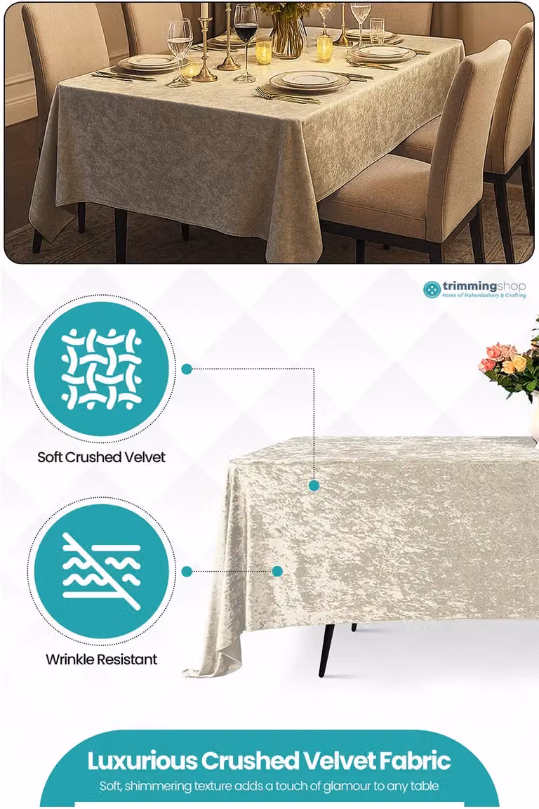 Neel Blue Diamond Velvet Rectangular Tablecloth in White, W/L: 177.8 x 177.8 cm