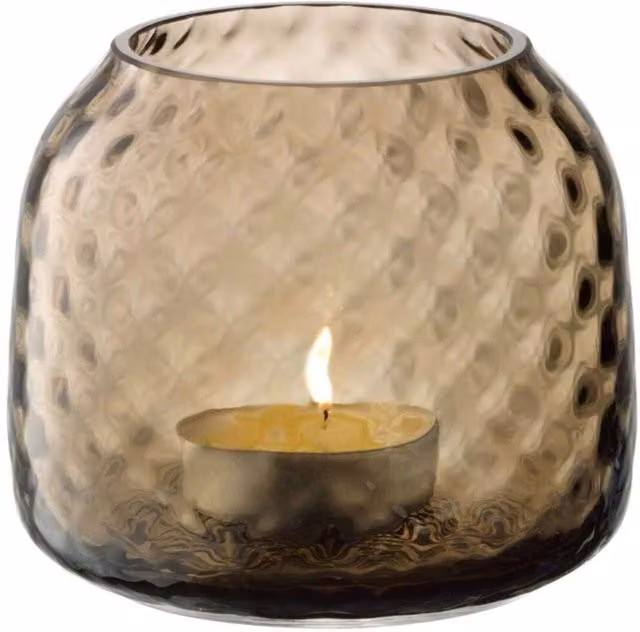 LSA Dapple Glass Tealight Holder, Brown, Height: 7 cm