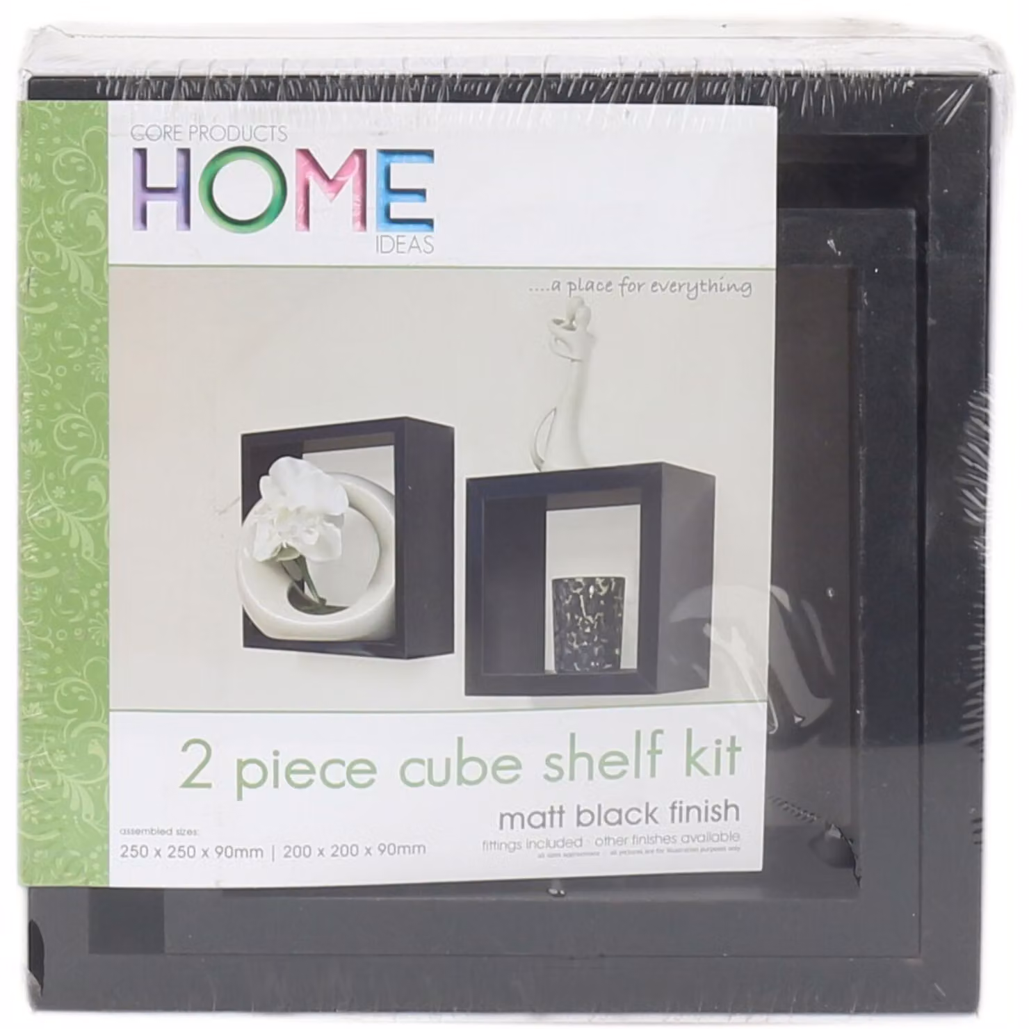 Hudson Set of 2 Wall Mounted Cubes in Matt Black – 2