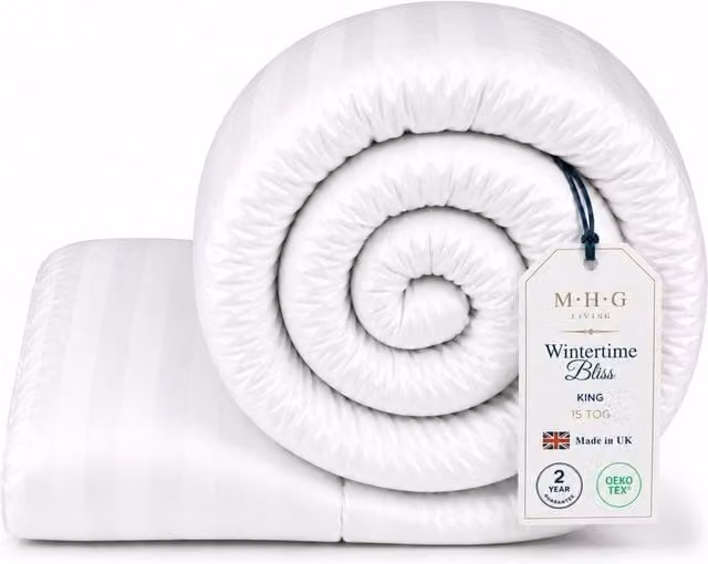 MHG Living 15 Tog Winter Microfibre Hollow Fibre Duvet, White, King Size