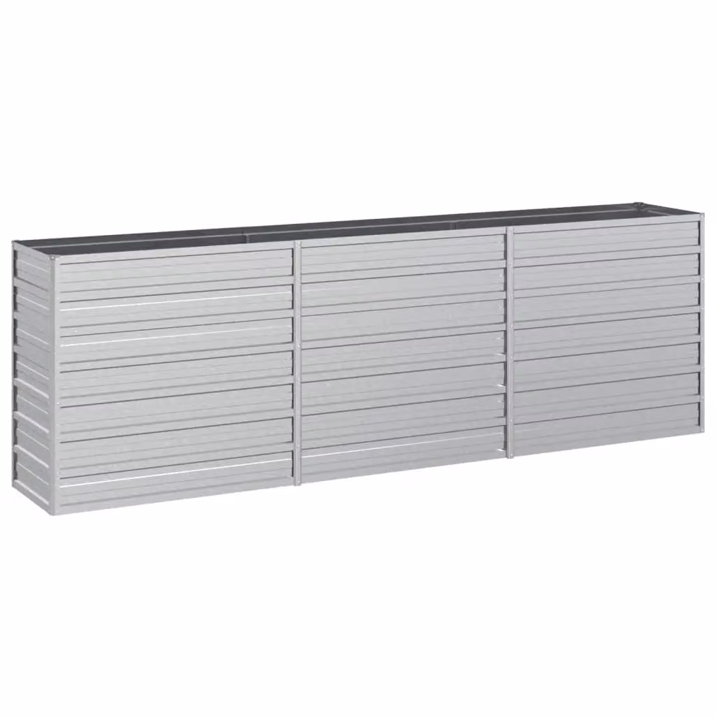 Berkfield Home Garden Galvanised Steel Raised Bed in Silver, W: 240 cm, D: 40 cm, H: 77 cm – 2