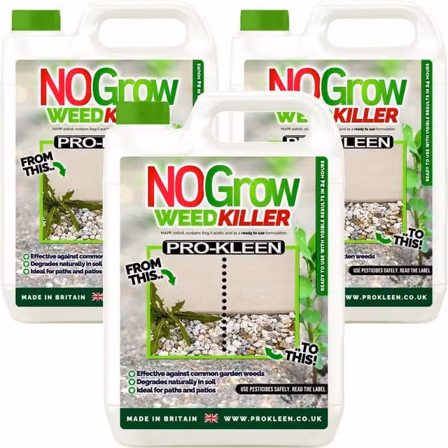 ProKleen NO Grow Double Strength Weed and Moss Killer Glyphosate Free Spray, 3 x 500 ml Pack