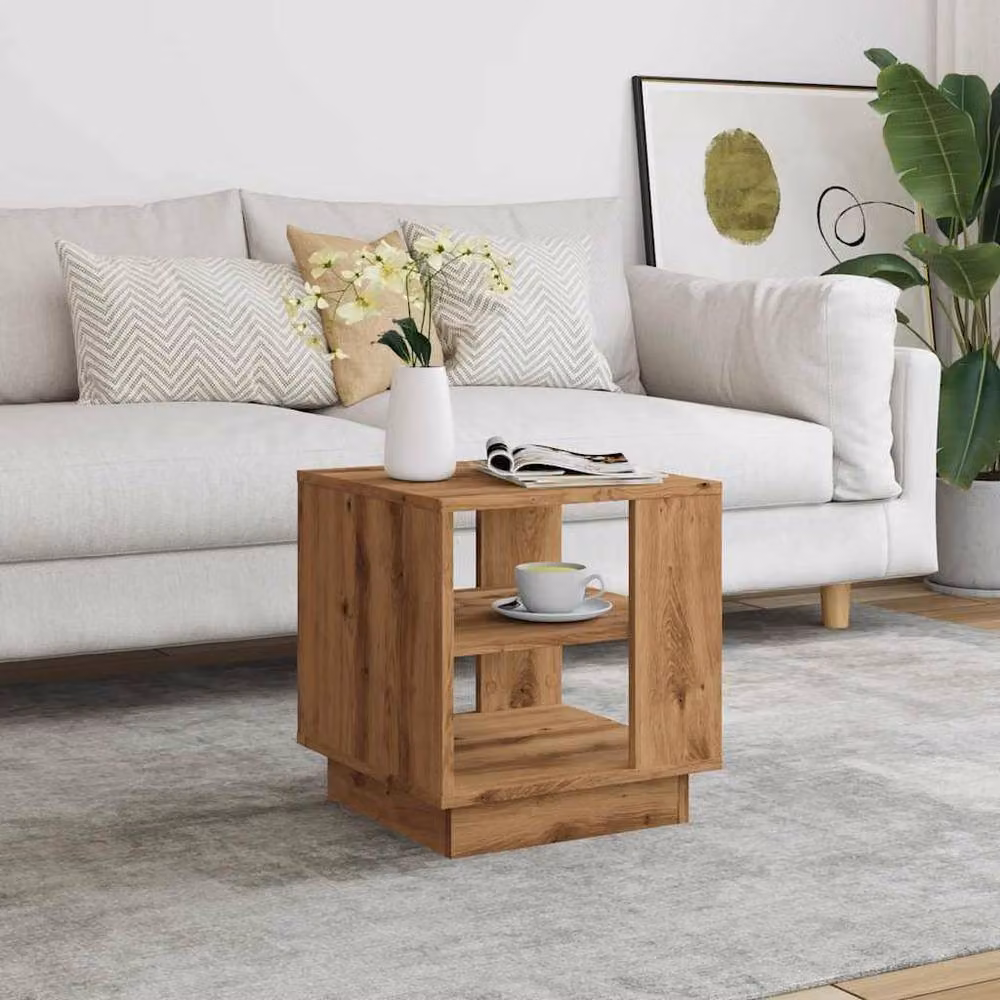 Berkfield Home Artisan Oak Coffee Table, Brown, W/D/H: 40 x 40 x 43 cm – 3