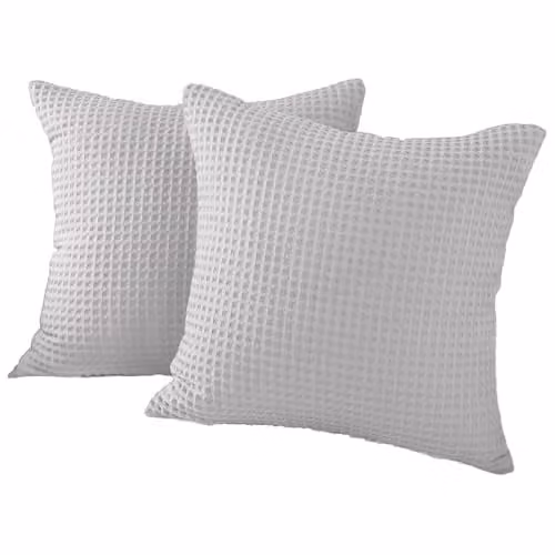Allure Bath Fashions Waffle Cushion Covers, 2 Pack, Grey, 50 x 50 cm, 100% Cotton