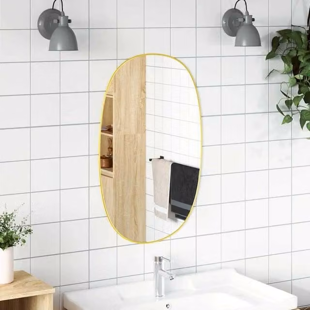 Berkfield Home Gold Rectangular Wall Mirror W: 70 cm, H: 45 cm – 1