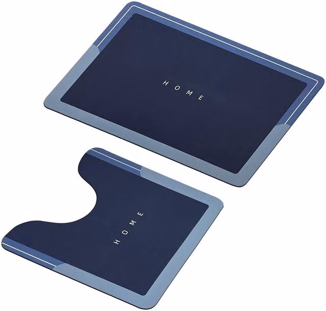 NESTLUNE Blue 2 Piece Super Absorbent Non-Slip Bathroom Mat Set