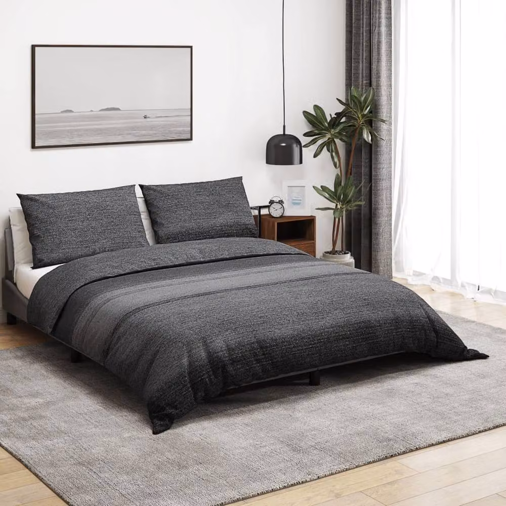 Berkfield Home Elegant Cotton Duvet Cover and Pillowcase Set in Grey, W/D/H: 200 x 220 cm and 80 x 80 cm – 2