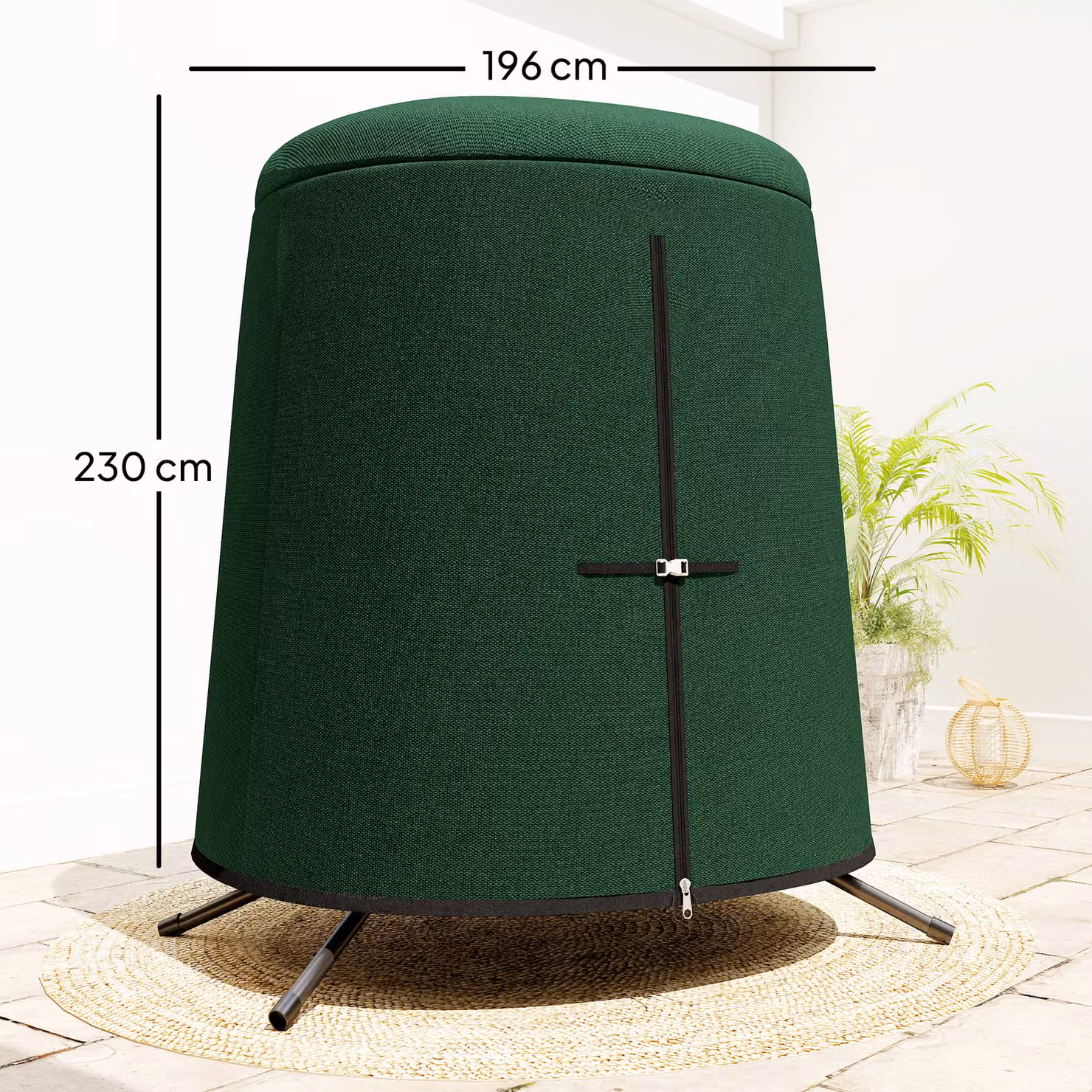 Outsunny Green Hanging Egg Chair Protective Cover with Zip Closure – 3