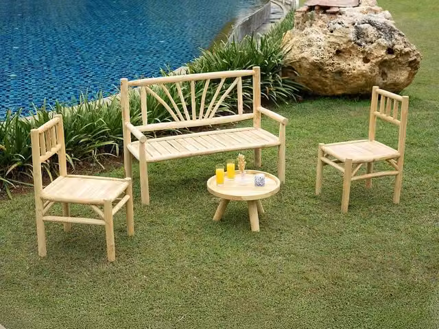 MYLIA TULUM Teak Garden Bench in Light Oak