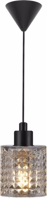 Nordlux Hollywood Suspended Pendant Light in Transparent Glass and Black Metal with E27 Mains Connection – 1
