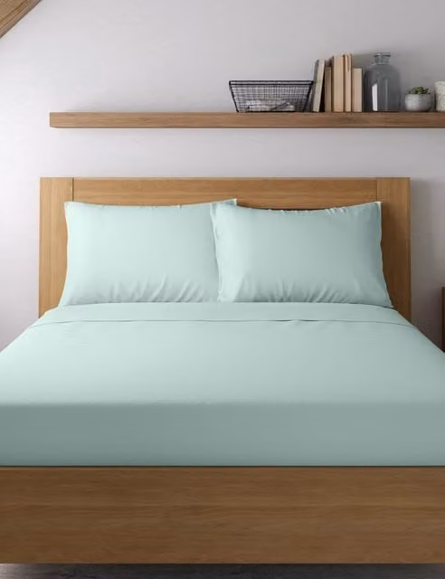 M&S Egyptian Cotton Sateen 400 Thread Count Pillowcase in Duck Egg Blue