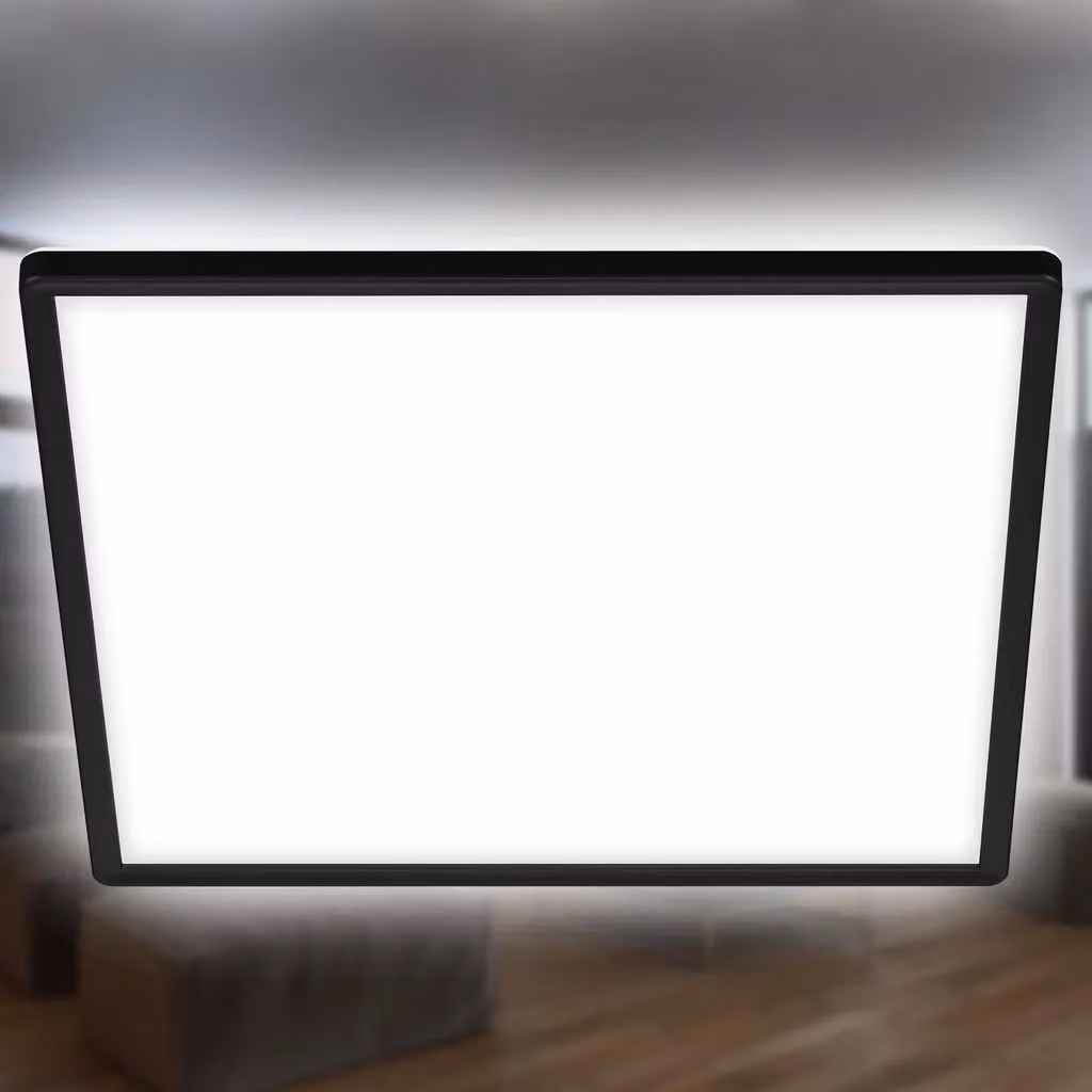 Briloner Leuchten 7158-415 LED Ceiling Light with Backlight Effect, 22W, 3000 Lumen, 4000K Cool White, Square, White/Black, W/D/H: 42 x 42 x 2.9 cm – 5