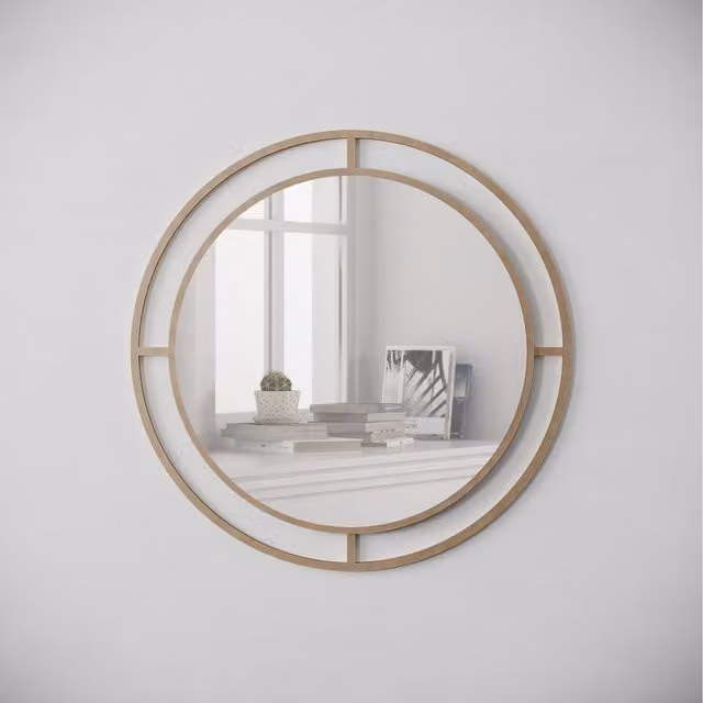 Decortie Modern Bubble Design Round Wall Mirror in Gold and Black