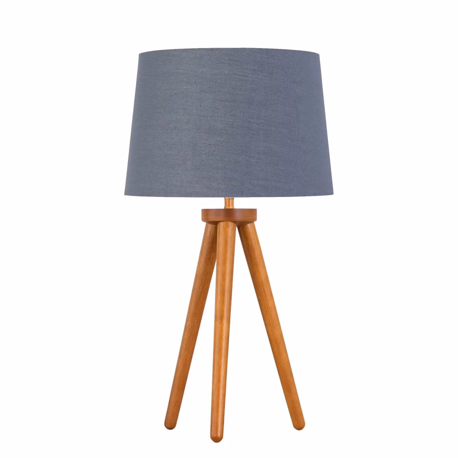 First Choice Lighting Set of 2 Dark Oak Table Lamps with Grey and Gold Fabric Shades in Brown – 2