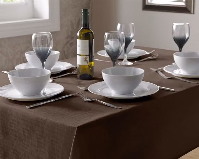 Luxury Living Round Linen-Look Tablecloth, Brown, Diameter: 85 cm – 1