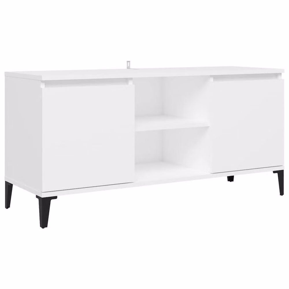 Berkfield Home Modern White TV Cabinet with Metal Legs W: 103.5 cm, D: 35 cm, H: 50 cm – 2