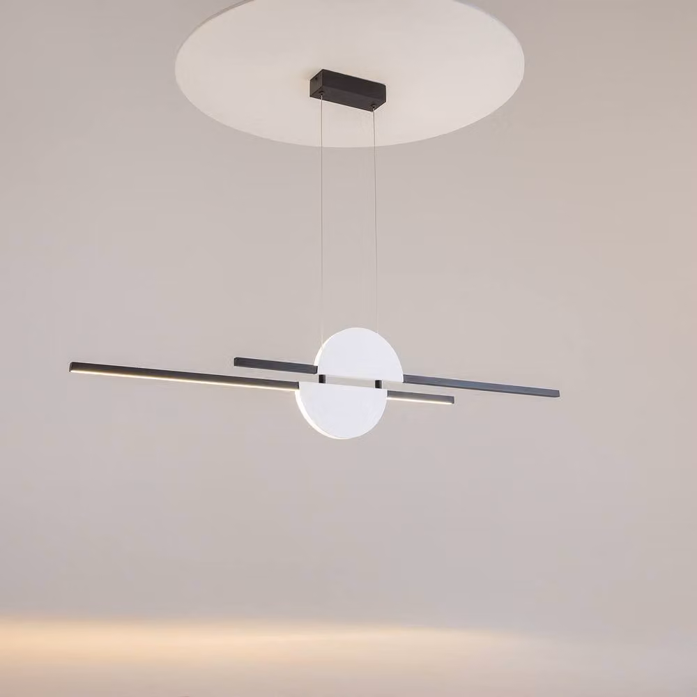 Netlighting Skyline Modern Bar Pendant Ceiling Light with White Shade, Black, 4000K, 900lm – 2