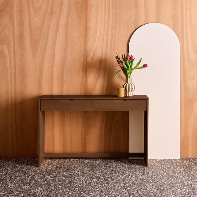 sweeek Modern Wood Decor Console Table with 2 Drawers, Dark Brown, W: 120 cm