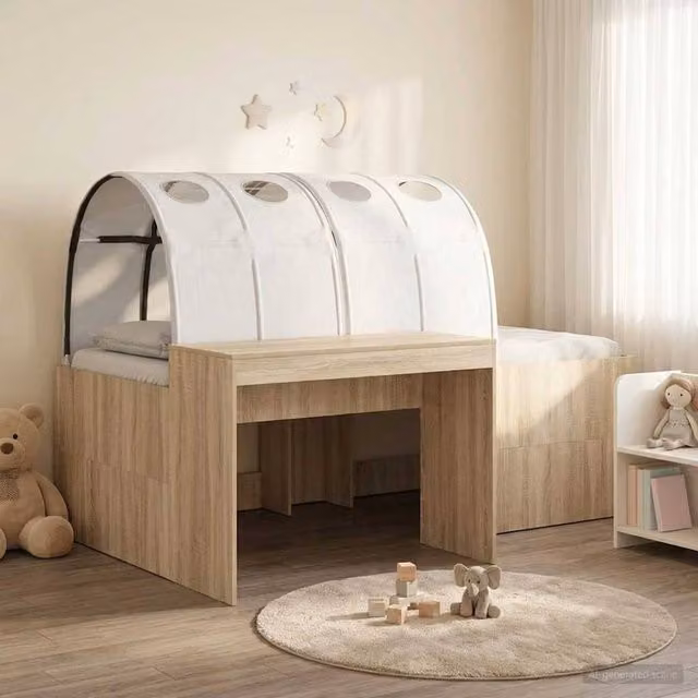 Berkfield Home 3-Piece Bed with Tunnel and Lift-Up Base in Sonoma Oak and White Engineered Wood