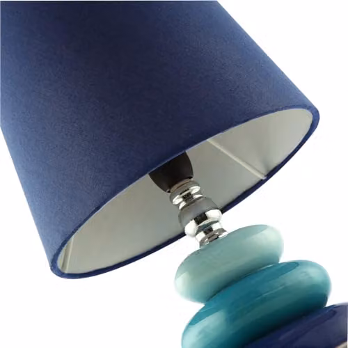 Happy Homewares Modern Ceramic Pebble Table Lamp in Blue, Turquoise and Petrol with Fabric Shade, H 30 cm x W 18 cm x D 18 cm – 4