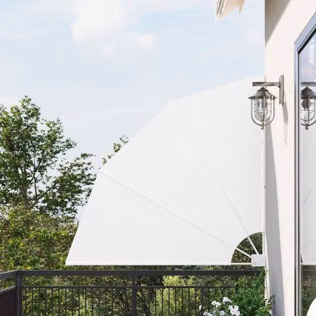 Berkfield Home White Folding Manual Balcony Privacy Screen, W 140 cm x H 140 cm – 1