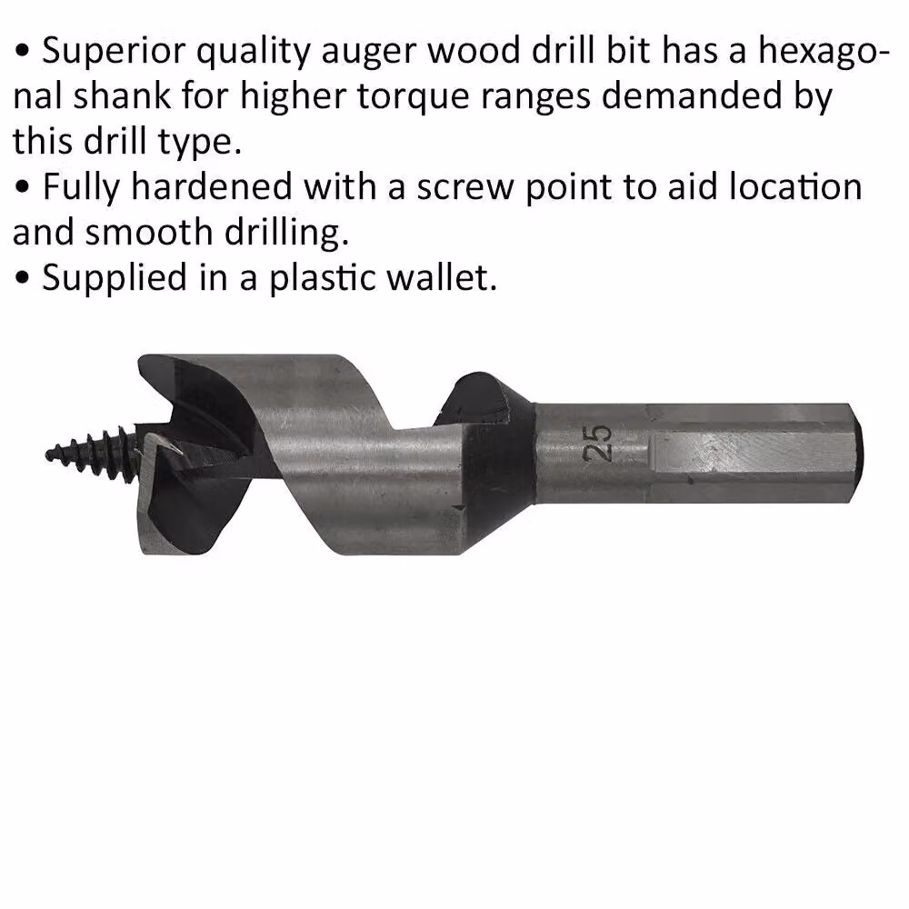 Loops Silver Hardened Auger Wood Drill Bit with Hexagonal Shank, Diameter: 25 mm – 2