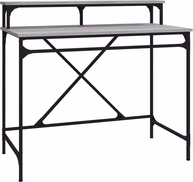 Berkfield Home Computer Desk in Grey Sonoma, W/D/H: 100 x 50 x 90 cm