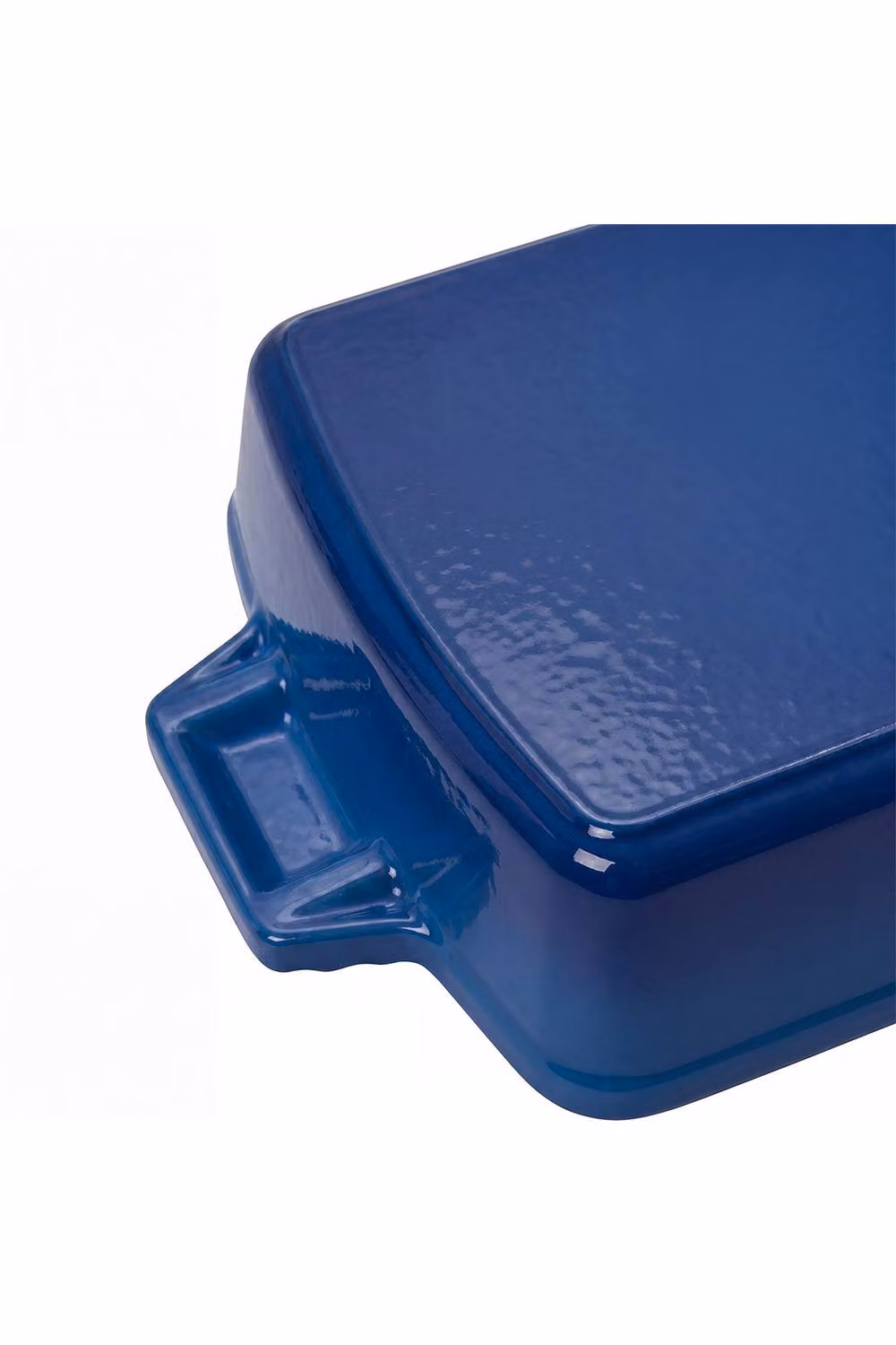 ExtraStar Enamelled Cast Iron Rectangular Casserole Dish with Lid and Dual Handles in Blue – 7