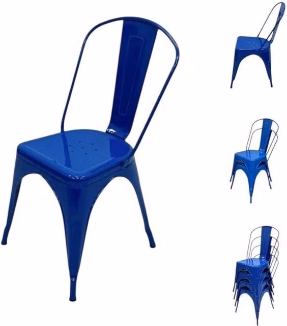 NESTLUNE Blue Stackable Metal Dining Chair – 1