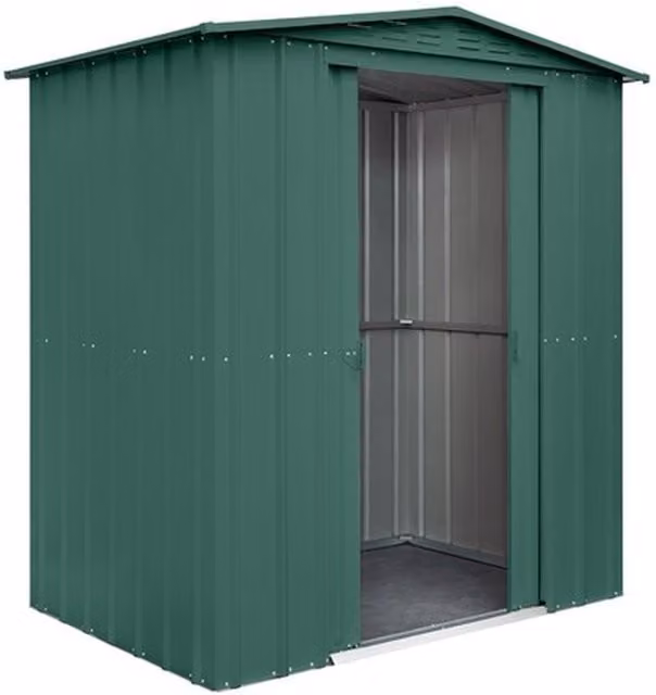 Globel Apex Metal Garden Shed in Green, Galvanised Steel, H 178 cm x W 113 cm
