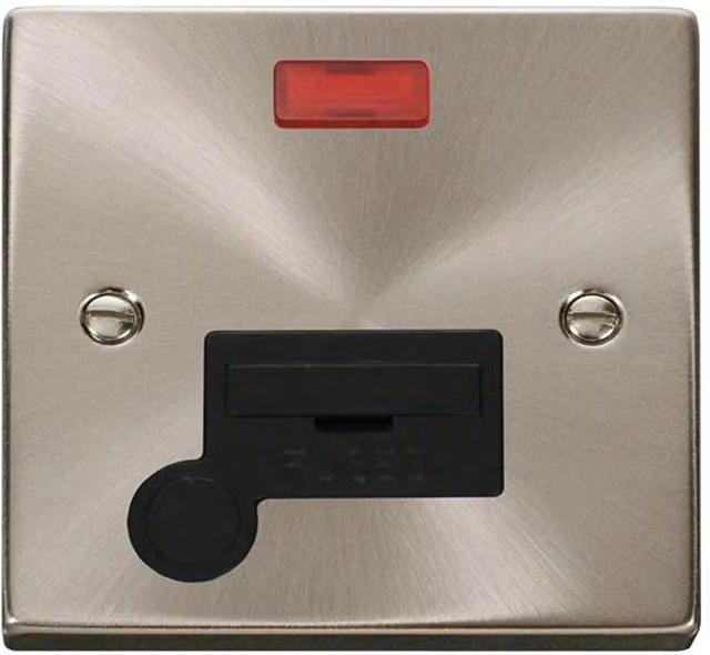 SE Home 13A Fused Connection Unit with Neon and Flex in Satin Brushed Chrome and Metallic Silver