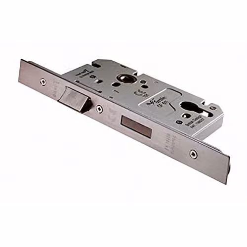 Loops Architectural DIN Euro Profile Sashlock with Square Forend in Satin Stainless Steel