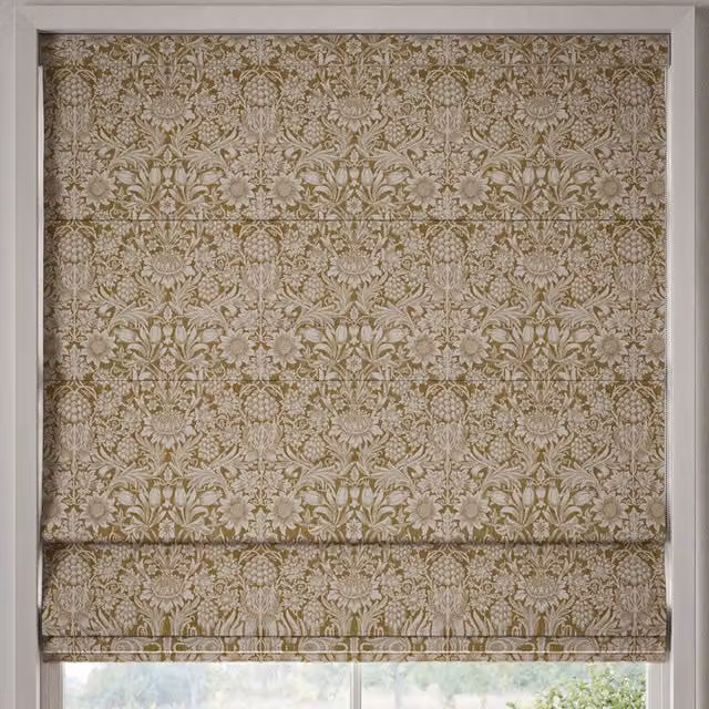 William Morris At Home Sunflower Blackout Roman Blind in Yellow Floral Design