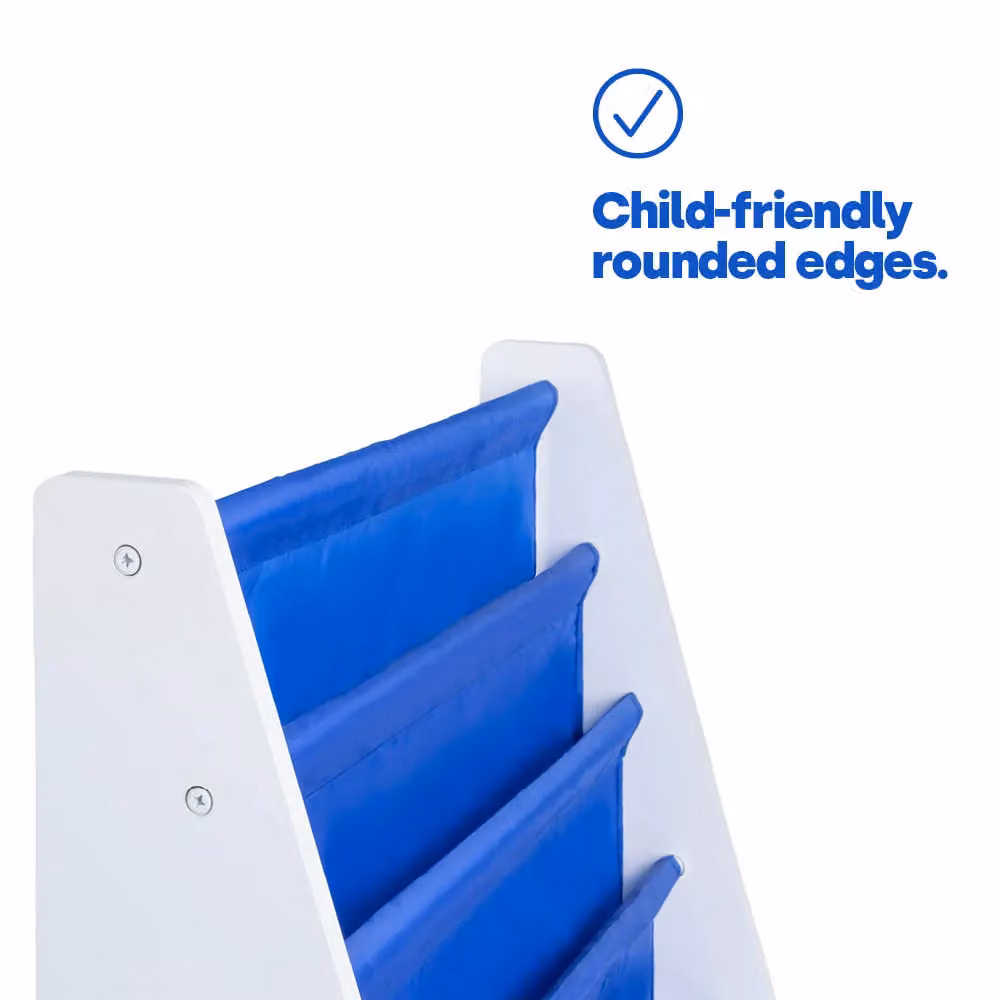 LIVIVO 4 Tier Natural Kids Sling Bookshelf in Blue, W/D/H: 58 x 28 x 58 cm – 4
