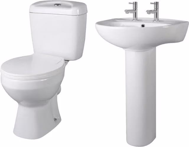 Balterley Adley Close Coupled Toilet Suite with Dual Flush and 550mm Full Pedestal in White