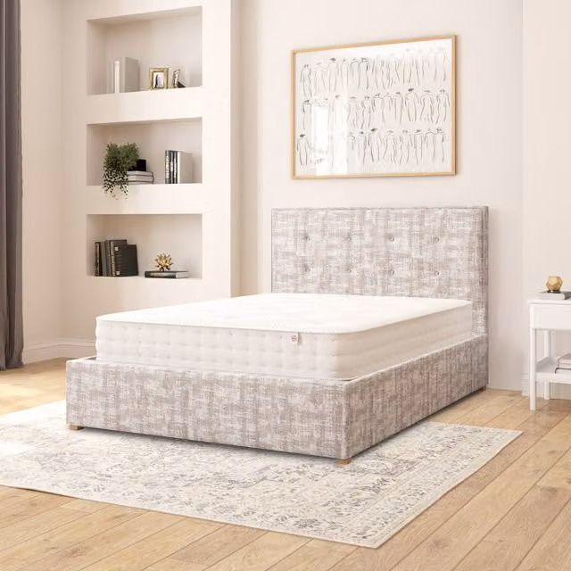 Aspire Presley Upholstered Velvet Ottoman Storage Bed in Grey, 140 x 200 cm