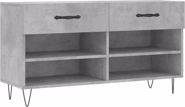 Berkfield Home Industrial Shoe Bench in Concrete Grey, W/D/H: 102 x 35 x 55 cm – 1