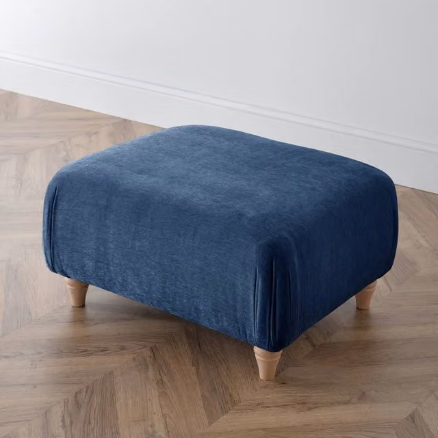 The Great Sofa Company Ezra Textured Velvet Footstool in Navy Blue