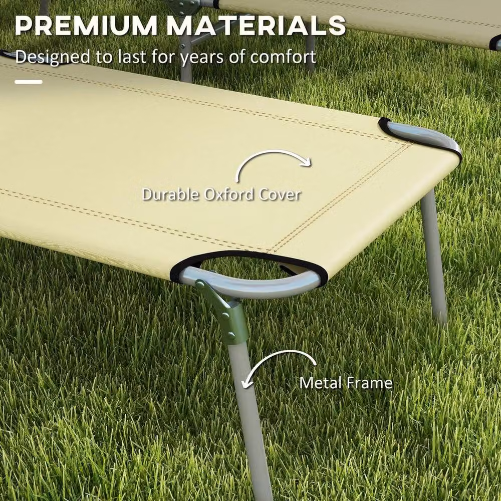 NESTLUNE Set of 2 Folding Sun Loungers with Sun Canopy in Beige – 3