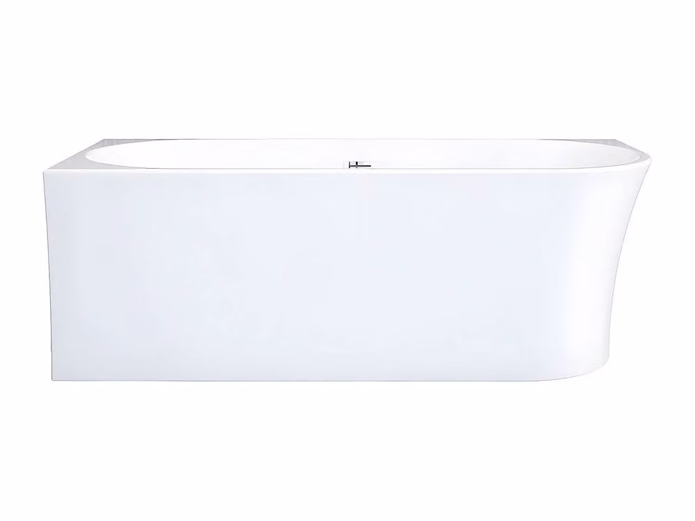 Vente-unique Left Angle Corner Bathtub in White Acrylic, 201 l, W/D/H: 150 x 75 x 59 cm – 2