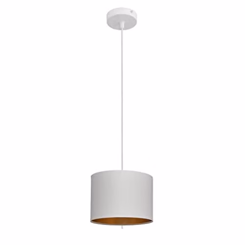 Netlighting Alba Cylindrical Pendant Ceiling Light in White and Gold/Brass, Diameter: 20 cm