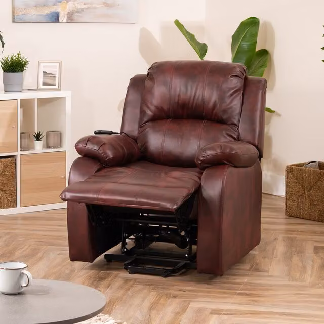Artemis Home Red Synthetic Leather Relax Recliner Armchair with Solid Wood Frame W/D/H: 86 x 93 x 96 cm