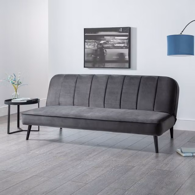 Julian Bowen Miro Grey Velvet Click Clack Retro Sofabed