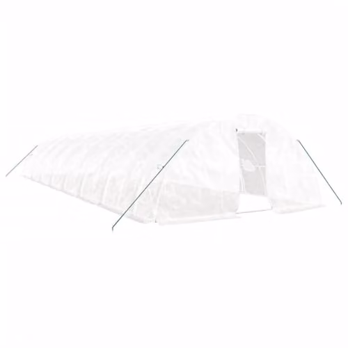 vidaXL White Steel Frame Greenhouse for Vegetable Gardens, W: 16 m, D: 5 m, H: 2.3 m – 1