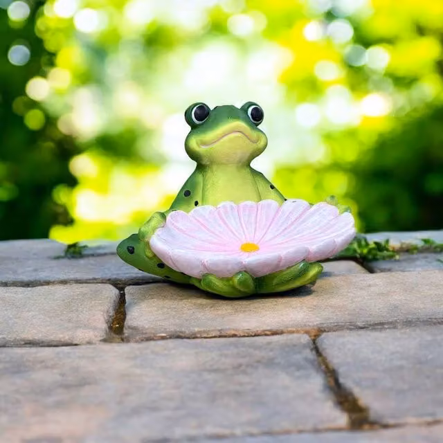 Minster Stylish Living Ltd Green Frog Statue for Indoor or Outdoor Display, W/D/H: 33 x 27 x 43 cm