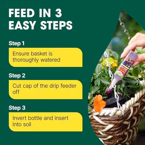 Doff 10 Pack Slow Release Liquid Drip Feeders for Hanging Baskets and Tubs in Black and Multicolour – 3