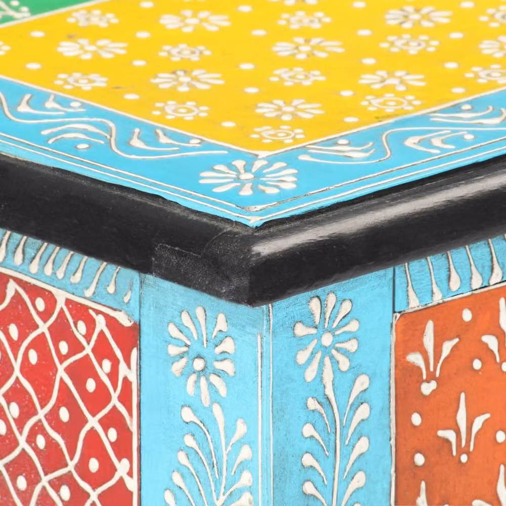 Berkfield Home Hand Painted Floral Console Table in Multicolour Solid Mango Wood, W/D/H: 80 x 35 x 75 cm – 2