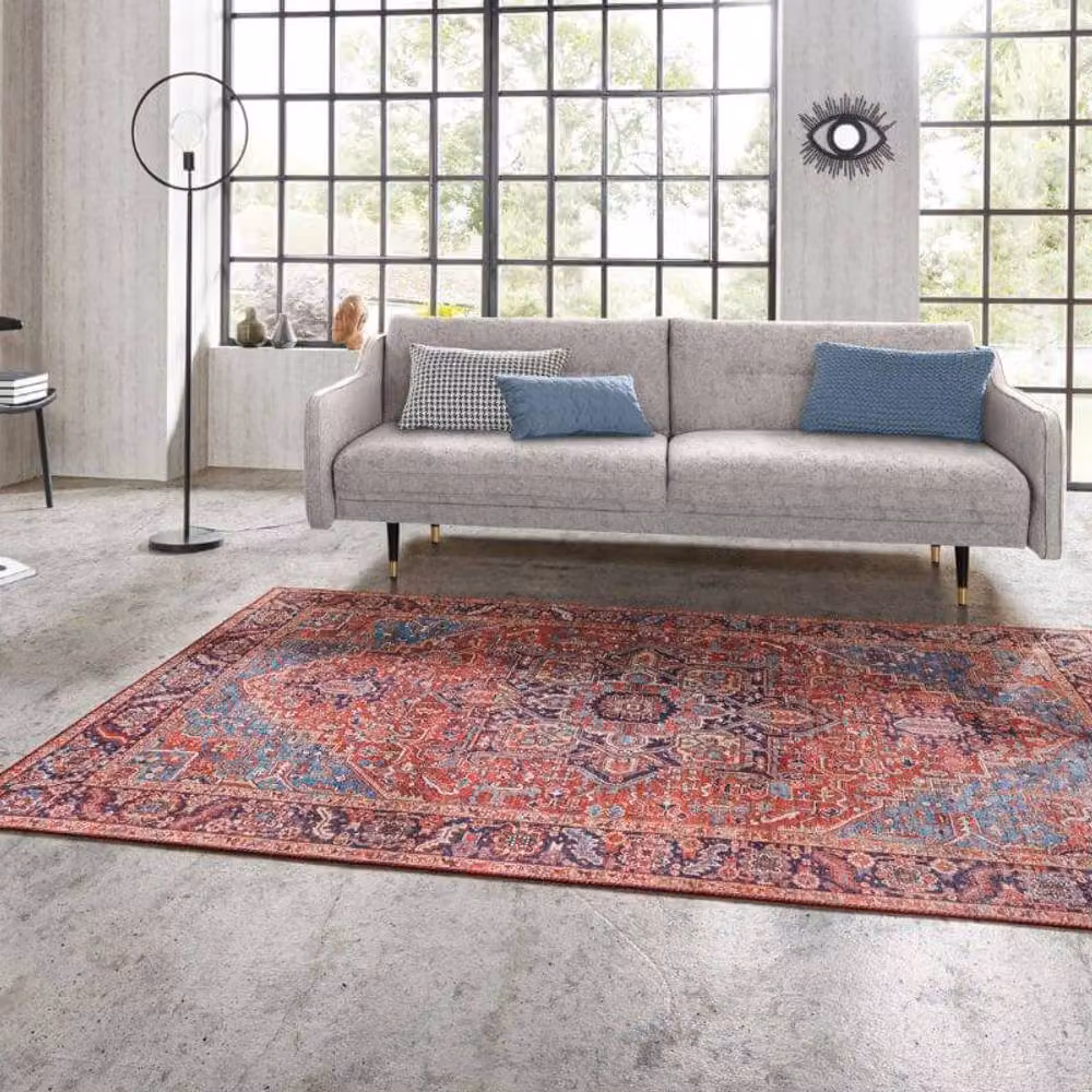 THE RUGS Amata Oriental Vintage Medallion Flatweave Rug, Red and Multicolour, W: 200 cm, D: 290 cm, H: 0.5 cm – 2