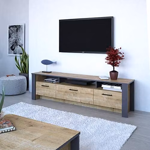 Decorotika Manhattan Modern TV Stand and Media Console in Grey and Oak